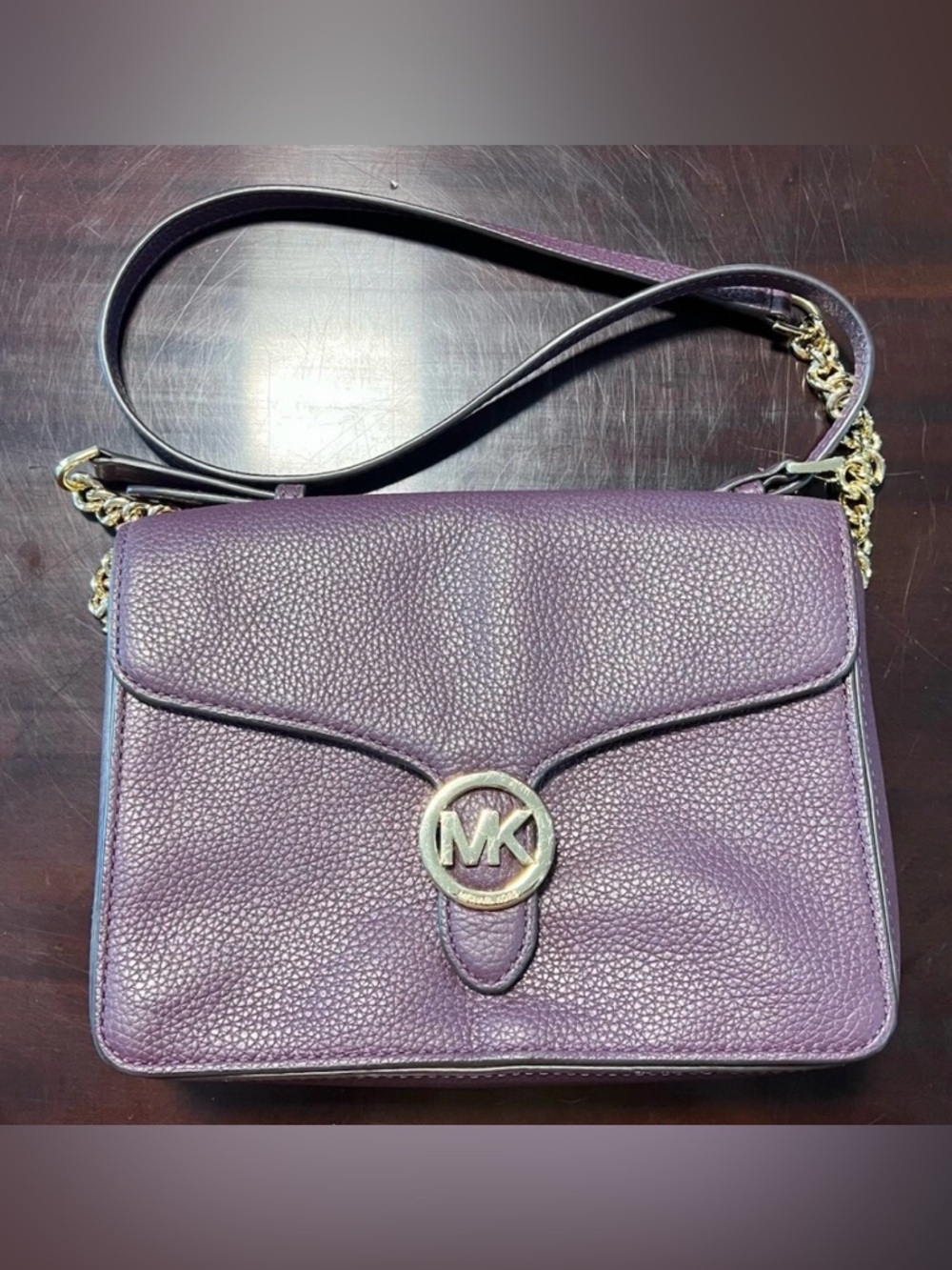 Michael Kors Purple Pebbled Leather Crossbody Bag